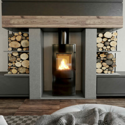 Wood burning stove SG1 - external house - chimney and stove package
